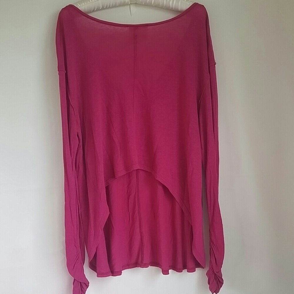 Free People Dark Pink Top Cut Out Back